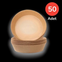 50 Adet Air Fryer Pişirme Kağıdı 20 Cm Tek Kullanımlık Hava Fritöz Yağ Geçirmez Yapışmaz Tabak Model