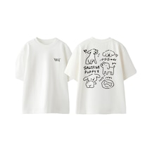 Thewert Saltfish Puppy Tasarım Sırt Baskılı Pamuk Beyaz Oversize T-shirt