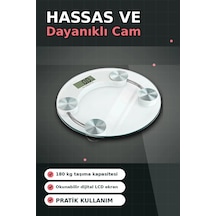Temperli Cam 180 Kg Kapasiteli Dokunmatik Baskül - Şeffaf Dijital Tartı, Ev Kullanımı Bx-313434 Açık Bej