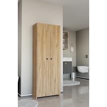 Alpaevmobilya Çok Amaçlı 2 Kapaklı 5 Raflı 150 Cm Banyo Dolabı Organizer Düzenleyici Ve Çamaşır Odası Dolabı Atlantik Çam