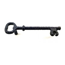 Antika Tarz Dekoratif Pirinç Anahtar Şeklinde Kapı Çekme Kolu, Mobilya, Sandık, Kutu Kulbu - 128mm, Oksit Çok Renkli