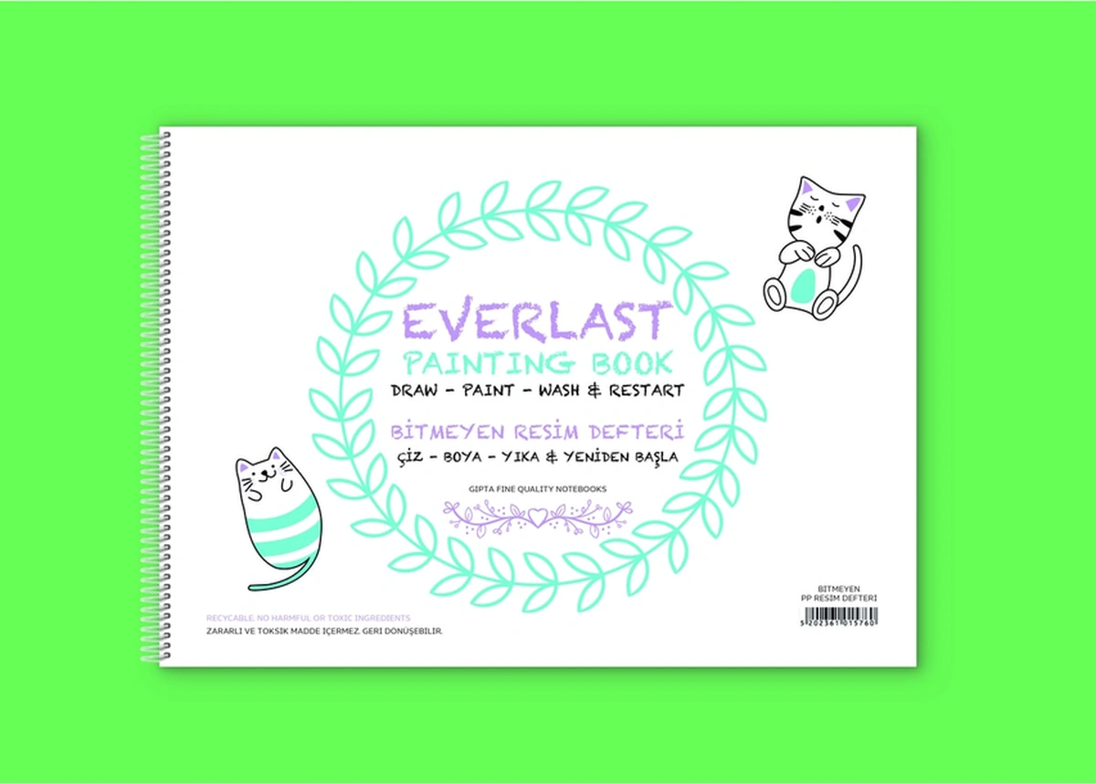 Everlast Spiralli 25x35cm 4 Yaprak Bitmeyen Pp Resim Defteri 1 Adet 6184