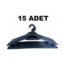 15 Adet Elbise Askısı, Etek Askısı, Pantalon Askısı, 15 Adet Plastik Siyah Tr Diğer