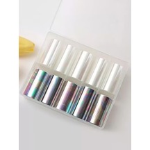 10lu Tırnak Süsleme Folyosu Şeffaf Ve Koyu Holografik Dizayn Nail Art Transfer Folyo Wnf-045