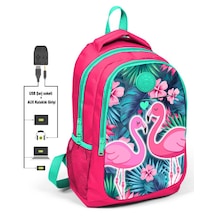 Coral High Kids Flamingolar İlk ve Ortaokul Sırt Çantası USB ve AUX Çıkışlı 23416