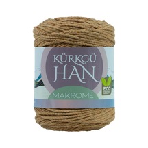 Premium Makrome Ipi 3mm 200gr 120m,%85 Rejenere Pamuk Örgü Ipi - Açık Kahverengi