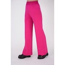 Guzelco Fuşya İspanyol Paça Triko Pantolon Pembe