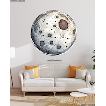 Dokulu Yüzeyli Ay Sticker 40 Cm Uv Baskılı Dekoratif Stick... Beyaz