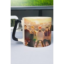 Given Anime Baskılı Seramik Lüks Kupa 1 Adet Özel Siyah Kulp Dalga Kulp V1d Çok Renkli