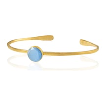 Kadir Jewellery Zirkon Taşlı Ayarlanabilir 22 Ayar Altın Kaplama Bilezik Mavi