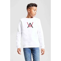 Tshirthane Walker Logo Baskılı Unisex Çocuk Beyaz Sweatshirt Beyaz
