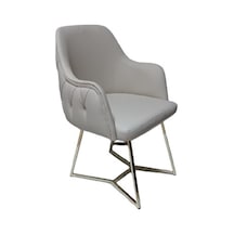 Tekli Bekleme Koltuğu Metal Ayaklı Kapitone Desenli Krem Renk S