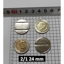 100 Adet 2/1 Çeltikli 24/2 Mm Oyun Makineleri & Langırt Jetonu