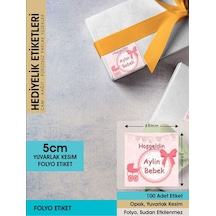 Fiyonklu Doğum Günü Etiketi - 5cm - 100 Adet Folyo Sticker Renkli