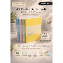 A5 Pastel Defter Seti 4'lü 100 Yaprak Kareli A5 Defter Pastel Renkli Okul Ofis Not Defteri