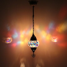 Dekoratif Mozaik Avize Tekli Sarkıt Tavan Lambası Renkli