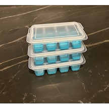 3 Lü Set Mini Kapaklı Silikon Buzluk Şeffaf Renk