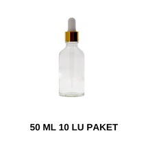50 Cc Cam Damlalıklı Beyaz Gold Başlıklı Şişe-medikal Ecza Şişe Şeffaf 10 Lu Paket Diğer