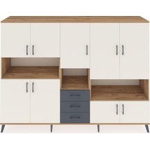 Hyperion Dolap 13 Raflı 3 Çekmeceli 9 Kapaklı 220x44x163 Çam-aytaşı/antrasit Aytası/antrasıt - Atlas Çam