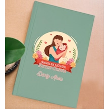 Bk Gift Kişiye Özel İsimli Dtf Anneler Günü Tasarımlı Yeşil Sert Kapaklı Defter-1, Anneye Hediye Kobitmeyencom30663 Bk Gift