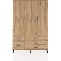 Arges Dolap 5 Raflı 5 Çekmeceli Tek Askılı 132x30x195 Çam-çam/çam Atlas Çam/atlas Çam