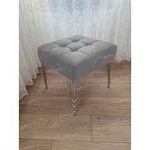 Modern Dilim Puf Ayakucu Puf Gümüş Metal Ayak 45 45 Gri