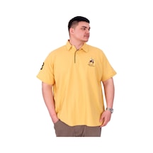 Mode Xl Büyük Beden Erkek T-shirt Polo Yaka Nakış Detaylı U25311 Hardal Hardal