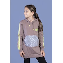 Toontoy Kız Çocuk Kanguru Cepli Reflektör Detaylı Sweatshirt Kahverengi