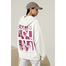 Sevbano Die For You Yazılı Unisex Oversize Rapper The Weeknd Hoodie Beyaz