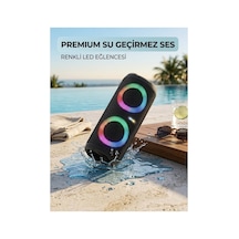 Rgb Led Işıklı Suya Dayanıklı Yükses Kaliteli Radyo Usb Aux Sd Kart Girişli Bluetooth 30cm Hoparlör Süper Bass Siyah - 889430347