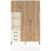 Arges Dolap 6 Raflı 3 Çekmeceli Tek Askılı 132x30x195 Aytaşı-çam/aytaşı Atlas Çam/aytası