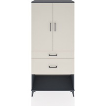 Hyperion Dolap Tek Raflı 2 Çekmeceli Tek Askılı 88x44x195 Ant... Antrasit
