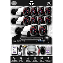 Turkno 10 Kameralı Pania 10 Dış Kamera Set 500 GB HDD Full HD Gece Görüşlü Güvenlik Kamerası Sistemi