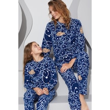 Siyah İnci Alt-üst Polar Pijama Takım 24223073 Lacivert