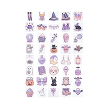 Cadılar Bayramı Gotik Kız Aksesuar Sticker Seti 40 Adet Ajanda Scrapbook Journal Planner Çıkartma Çok Renkli