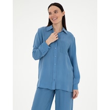 Pierre Cardin Kadın İndigo Gömlek Desenli 50305757-vr028 Indigo