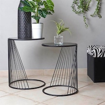 Marmara Dekoratif Siyah Yan Sehpa 2'li