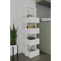 Multi 4 Katlı Mutfak Sepeti, Çok Amaçlı Mutfak Rafı, 4 Raflı, Beyaz, 120 Cm Beyaz