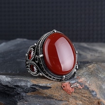 Tesbihsepetim Oval Model Akik Taşlı 925 Ayar Gümüş Yüzük