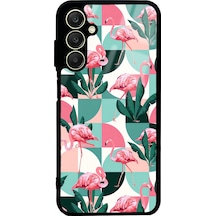 Samsung Uyumlu A25 Retro Flamingo Duvar Kağıdı Tasarımlı Glossy Telefon Kılıfı Çok Renkli
