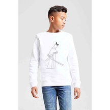 Tshirthane Samurai Jack Baskılı Unisex Çocuk Beyaz Sweatshirt (534760340) Beyaz