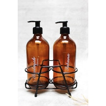 Amber 500 Ml Şişe Sıvı Sabun Pompalı Siyah Standlı El Sabunluk Bu