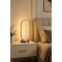 Zzez Gri Renk Gün Işığı Led Işıklı Modern Tasarım Led Masa Lambası - Abajur - Gece Lambası
