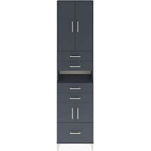 Arges Dolap 4 Raflı 5 Çekmeceli 4 Kapaklı 60x30x243 Antrasit-antrasit Antrasit