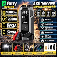 Feny Fn-at16 16.000 Mah 5v-3a Akü Takviye Ve Hava Kompresörü Lastik Şişirme- Powerbank Çantalı