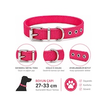 Köpek Boyun Tasması 27-33 Cm Küçük Irk Dokuma Naylon Metal Tokalı D Halkalı - Kırmızı Çok Renkli