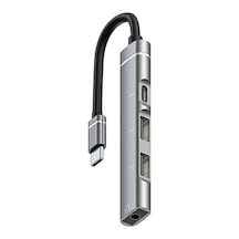ALLY 4in1 Type-C+3.5mm+USB Girişli Çoğaltıcı Adaptör Çevirici Hu