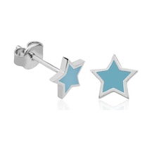Gümüş Fosforlu Mavi Yıldız Küpe 14 MM-Gümüş