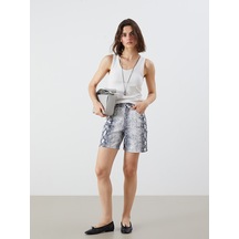 Lcw Jeans Bej Standart Fit Yılan Derisi Desenli Kadın Jean Şort