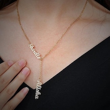 Gümüş 2 İsimli Tasarım Bayan Kolye Rose Gold Gümüş 2 İsimli Tasarım Bayan Kolye Rose Gold